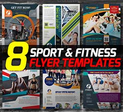 8套健身行业专用的海报/传单模板：8-in-1 Sport & Fitness Flyers Bundle